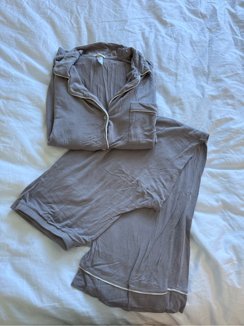 Eberjey Taupe Pajama Set with Cream Piping